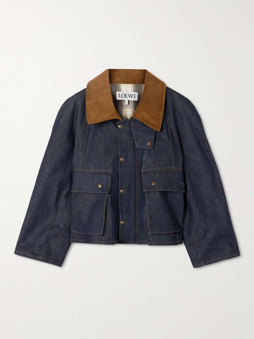 Loewe Cotton-corduroy And Leather-trimmed Denim Jacket