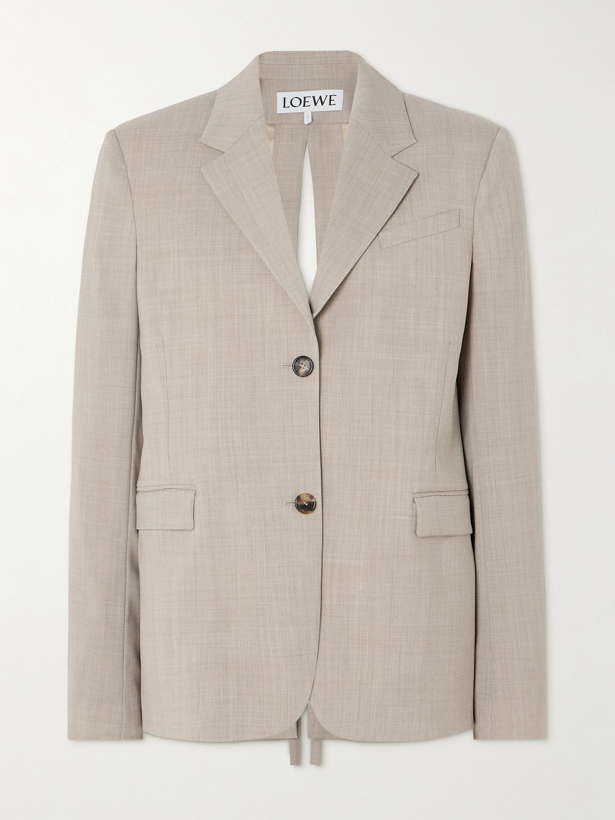 Loewe Open-back Wool Blazer In Neutrals