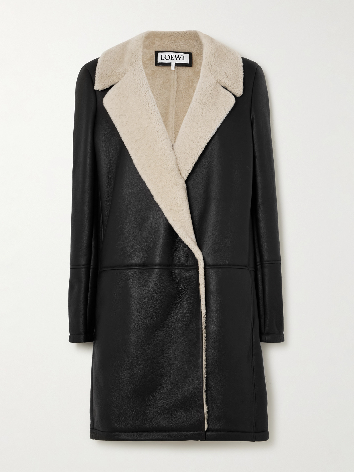 Loewe - Double-breasted Shearling Coat - Black