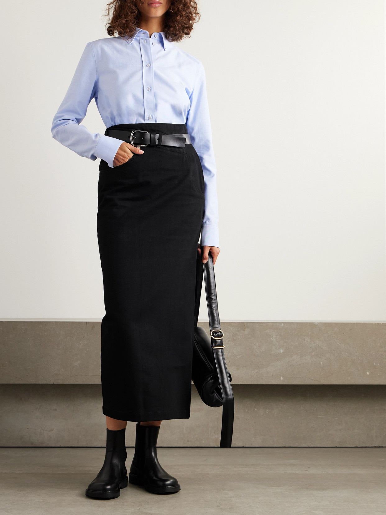 Loewe Deconstructed-designed Denim Midi Skirt In Black