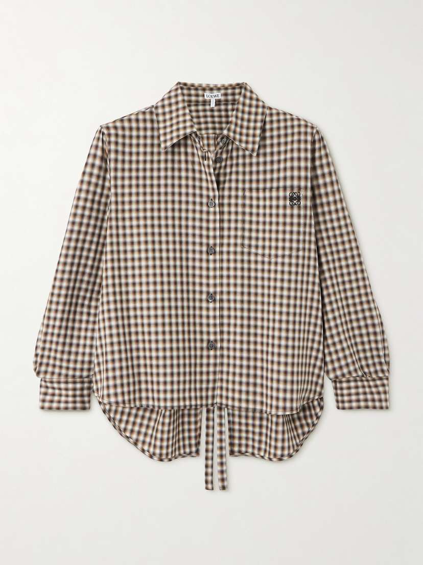 Loewe Trapeze Embroidered Checked Cotton-poplin Shirt