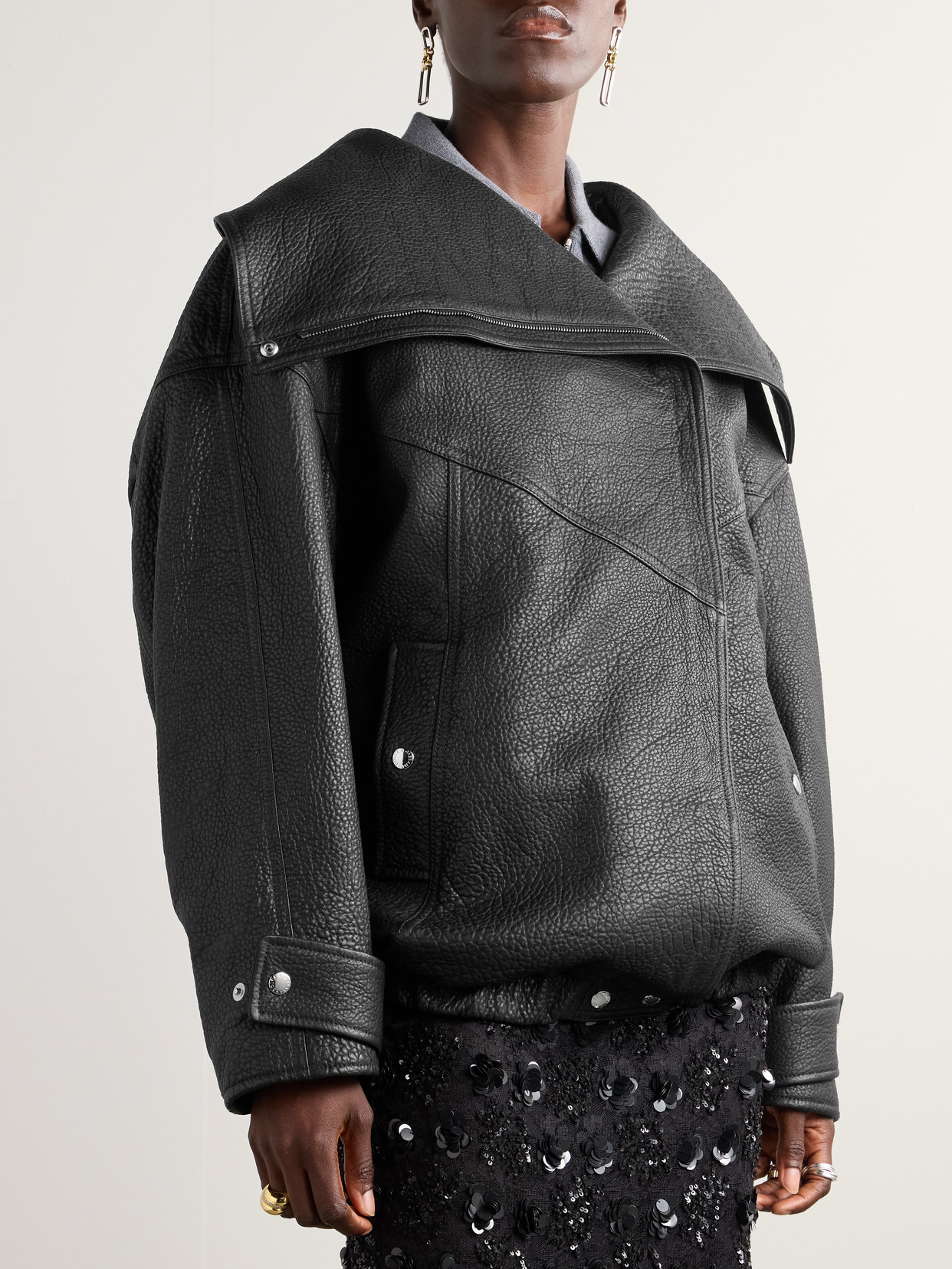 Dolce & Gabbana Leather Biker Jacket In Black
