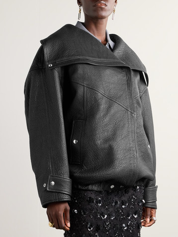 Dolce&Gabbana Oversized textured-leather biker jacket