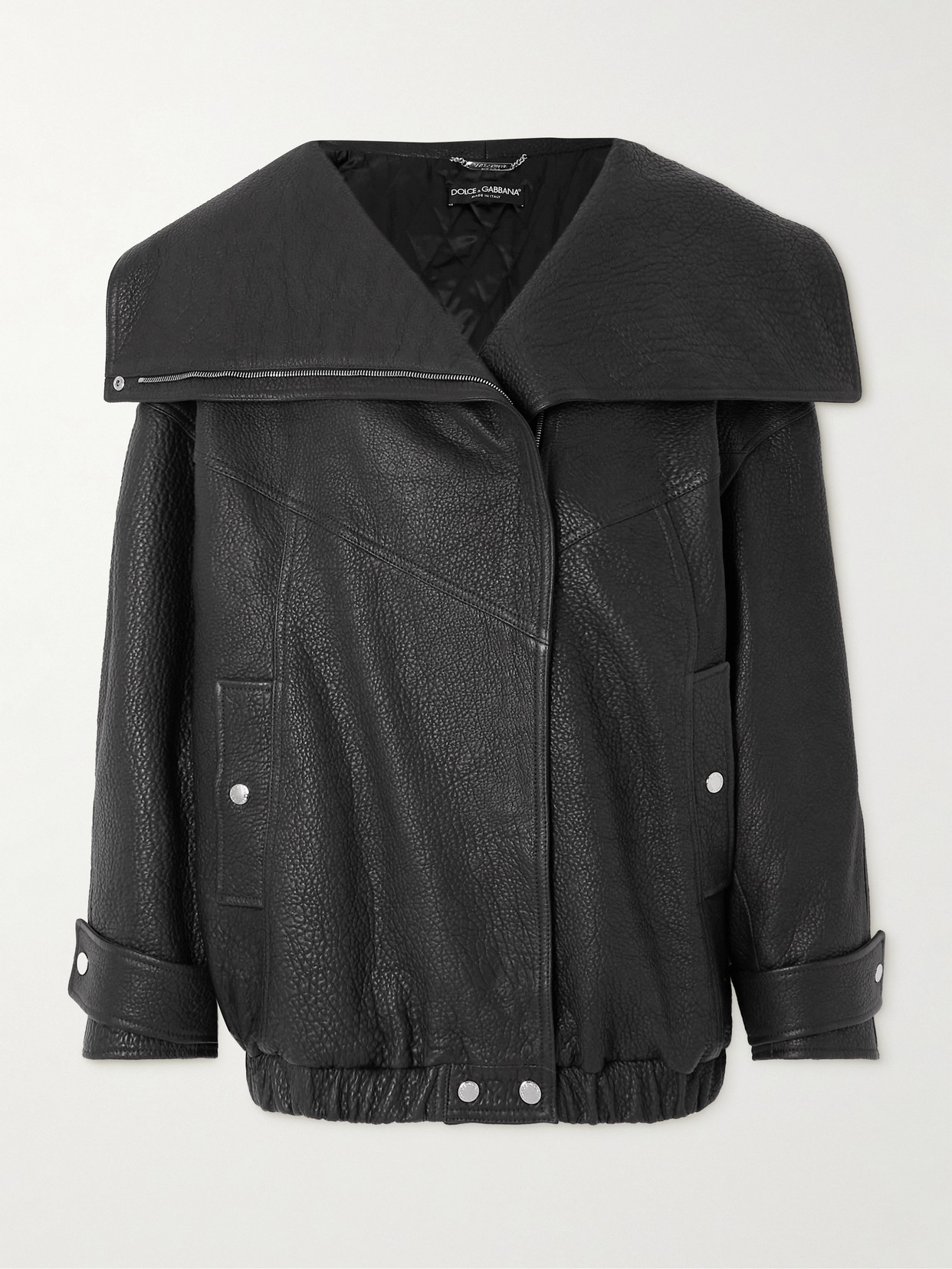 Dolce & Gabbana Leather Biker Jacket In Black