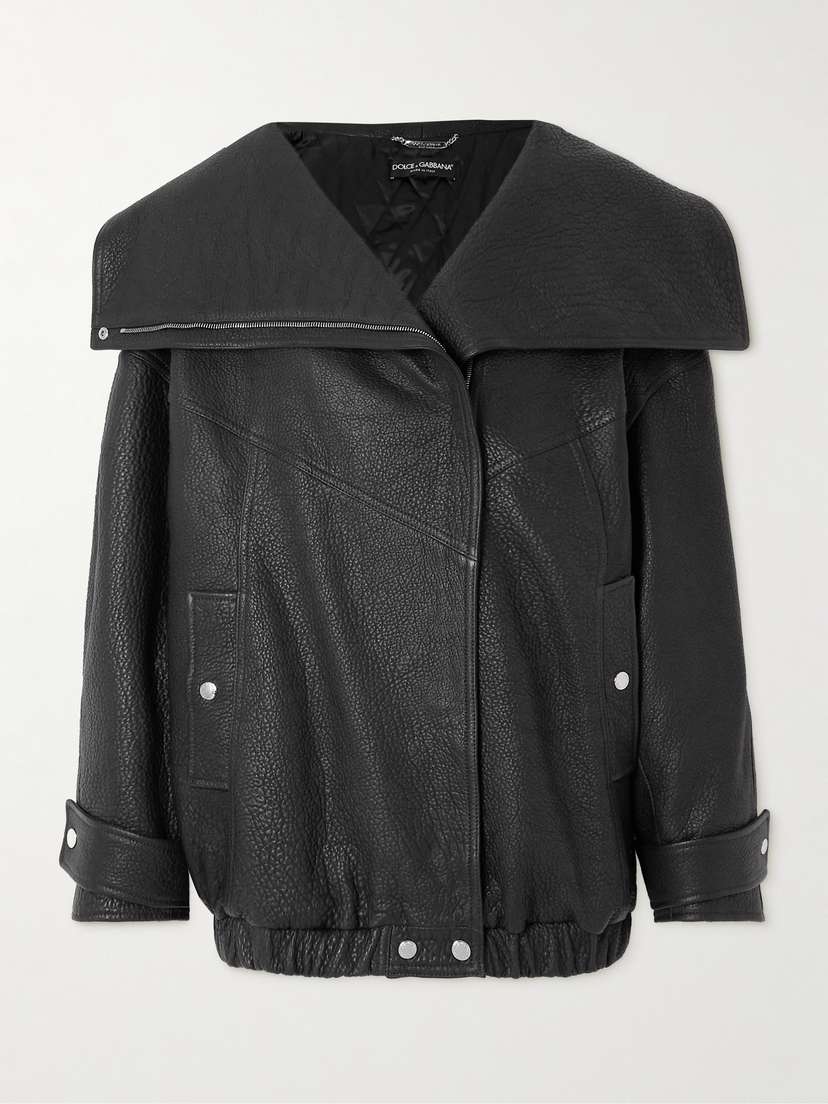 Dolce & Gabbana Oversized Textured-leather Biker Jacket