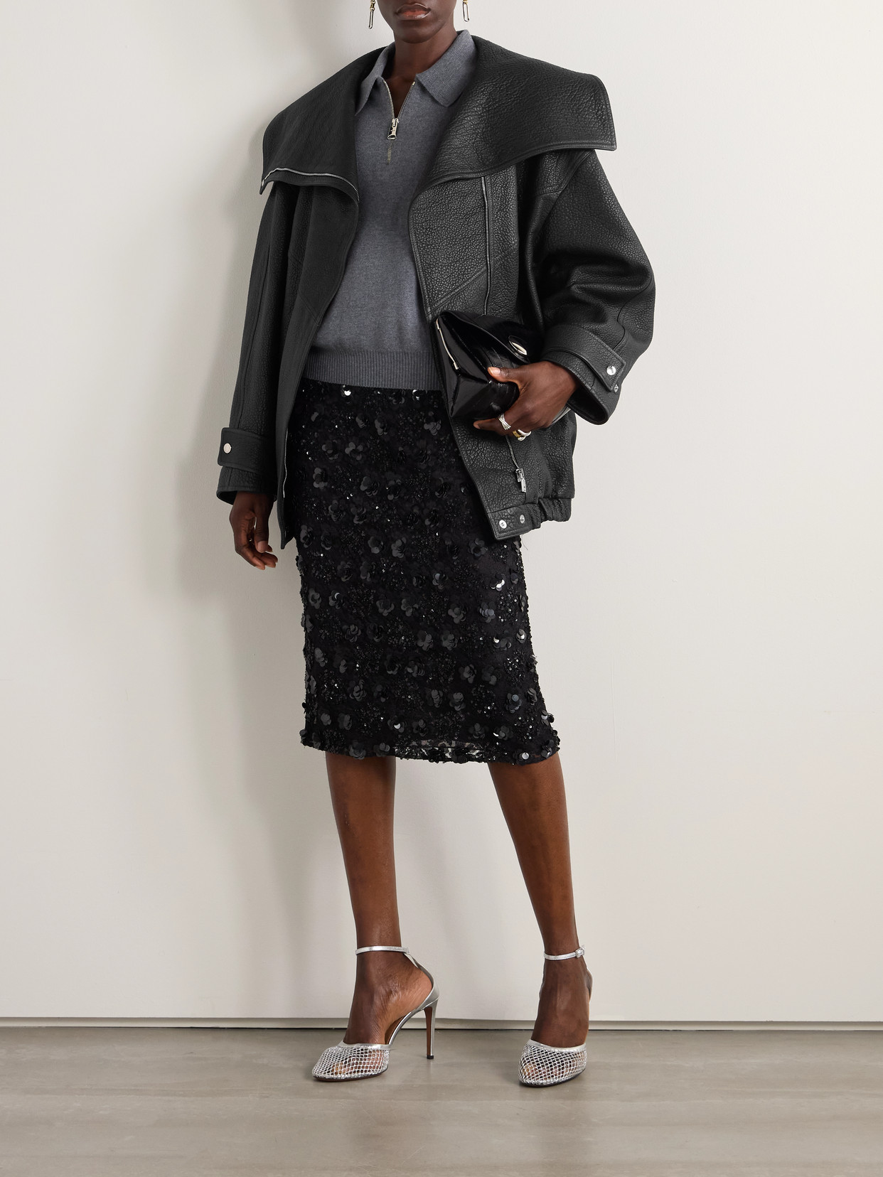 Dolce & Gabbana Leather Biker Jacket In Black