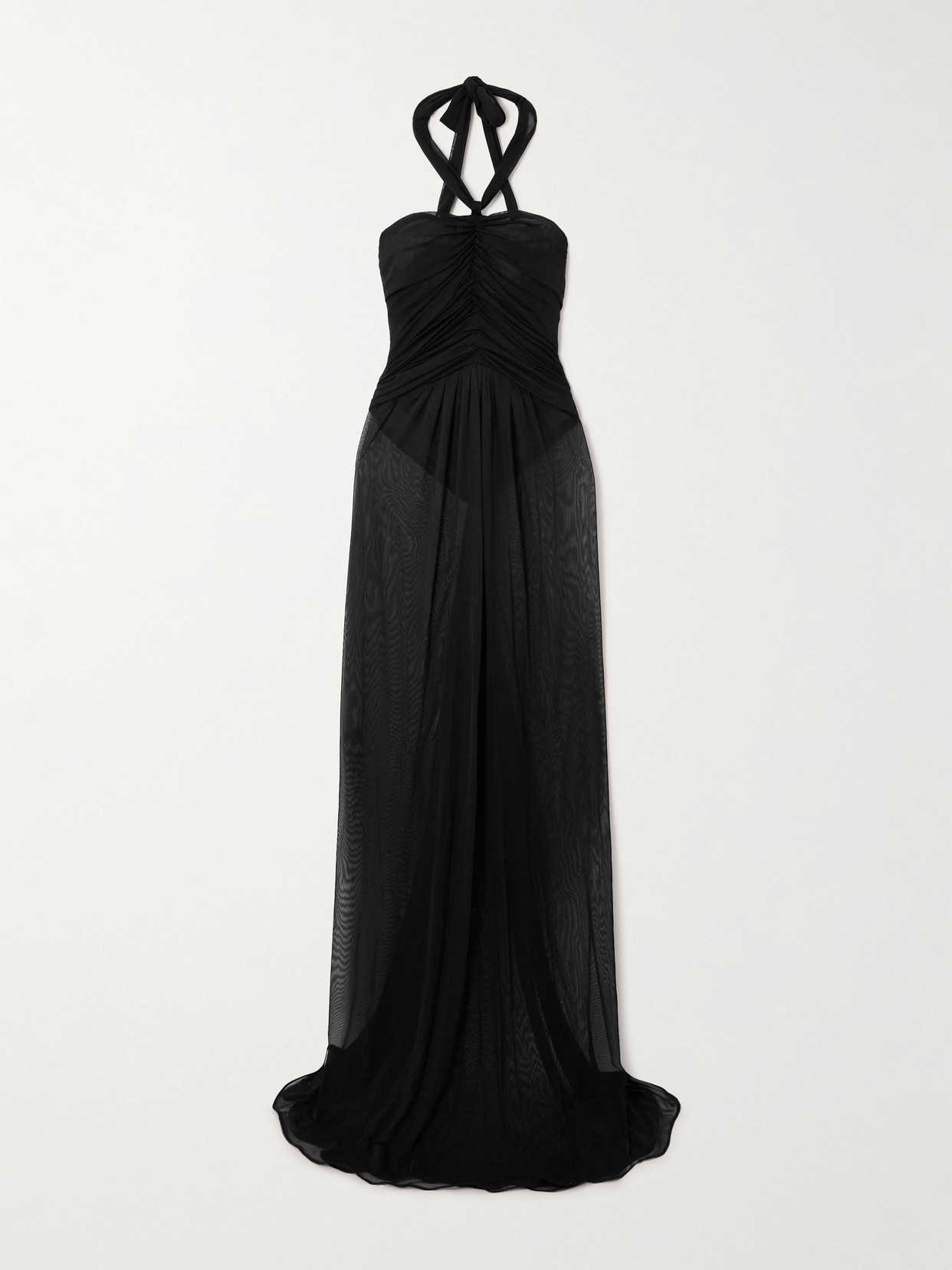 Dolce & Gabbana - Draped Gathered Organza Halterneck Gown - Black