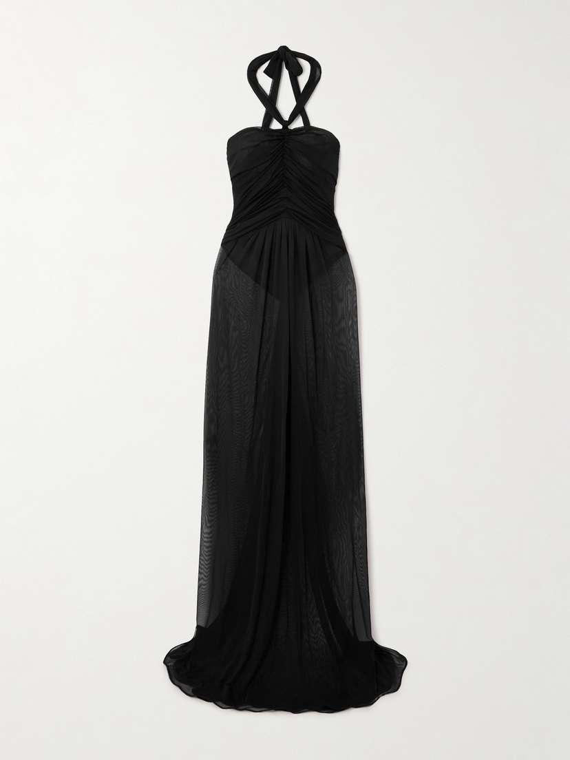 Dolce & Gabbana Draped Gathered Organza Halterneck Gown