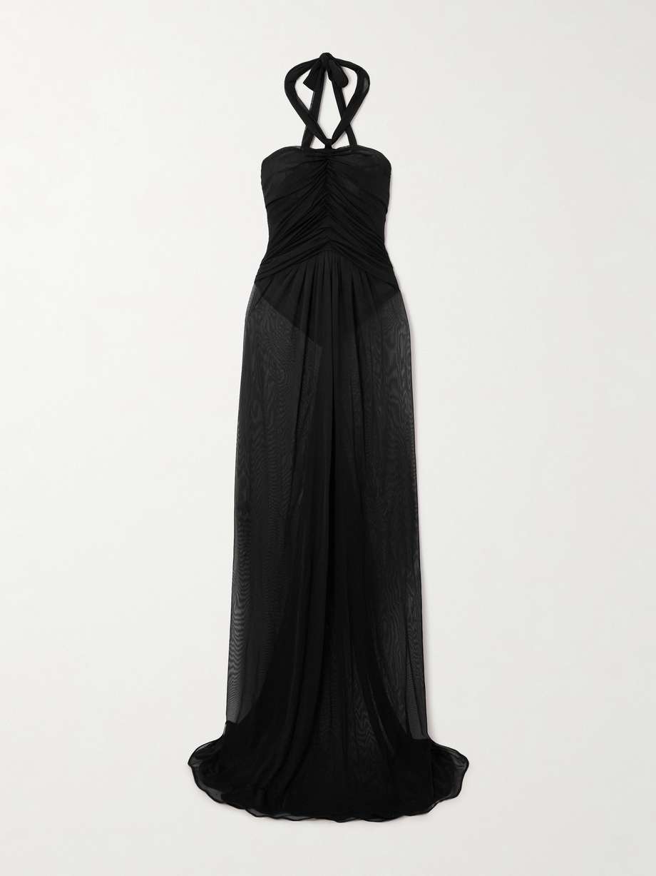 draped gathered organza halterneck gown