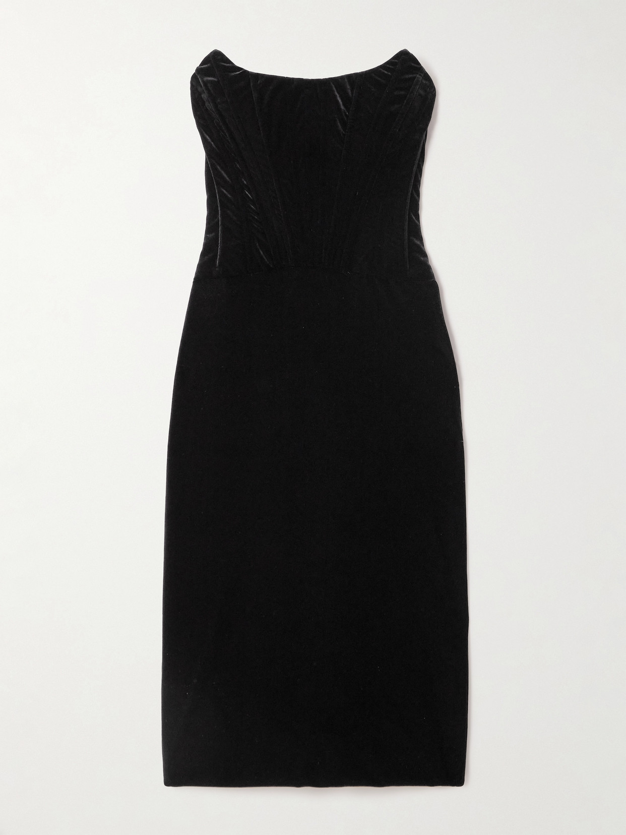 Dolce & Gabbana Strapless Velvet Corset Midi Dress In Black