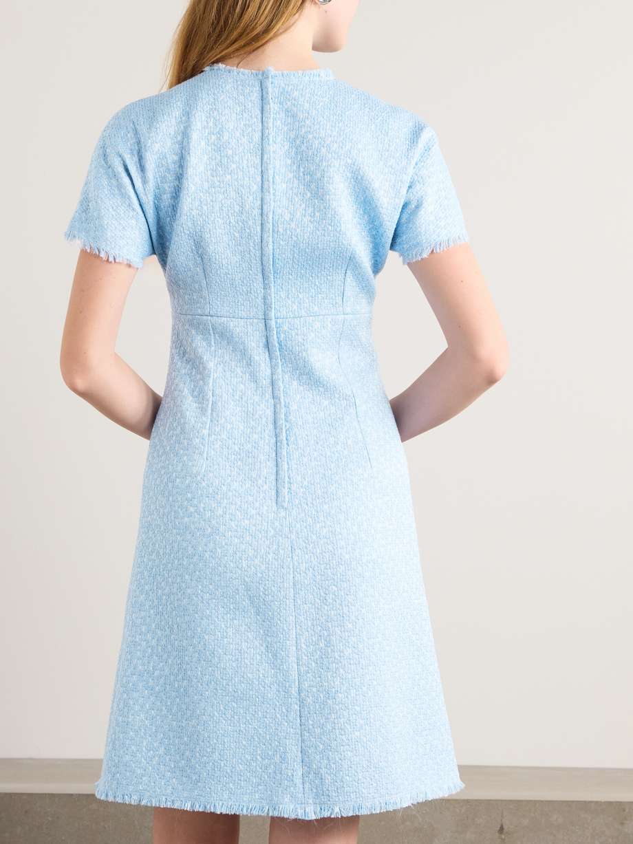 embellished frayed wool-blend tweed dress