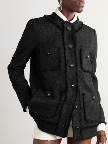 Dolce&Gabbana Fringed wool-blend tweed jacket