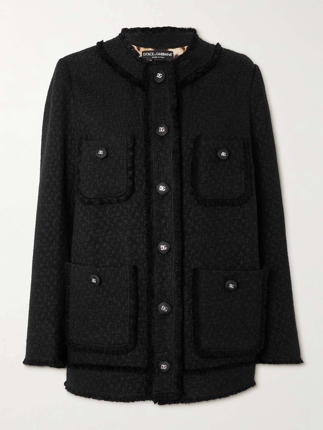 Dolce & Gabbana - Fringed Wool-blend Tweed Jacket - Black