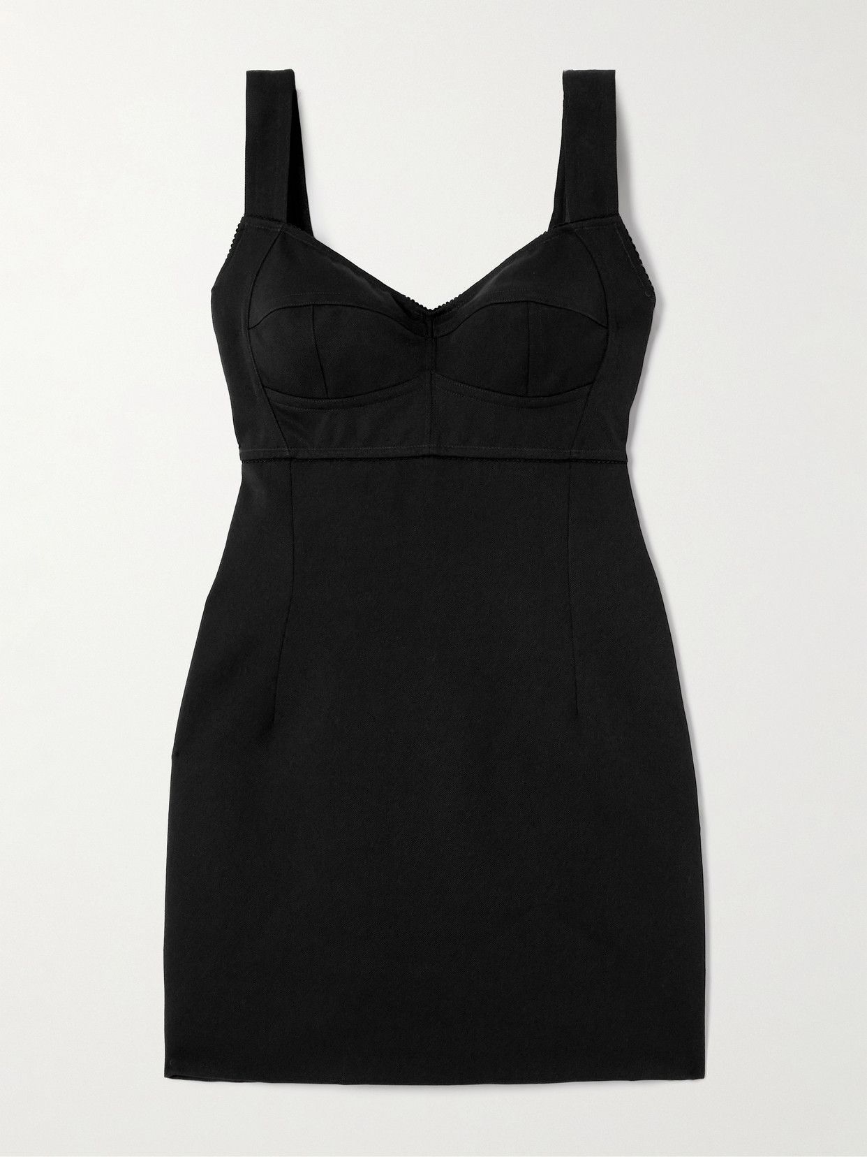 Dolce & Gabbana - Scalloped Wool-blend Gabardine Mini Corset Dress - Black