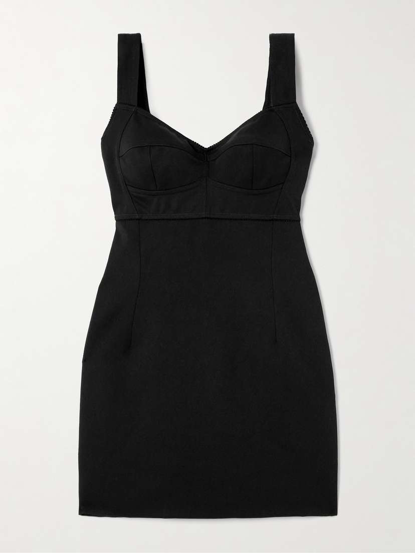 Dolce & Gabbana Scalloped Wool-blend Gabardine Mini Corset Dress