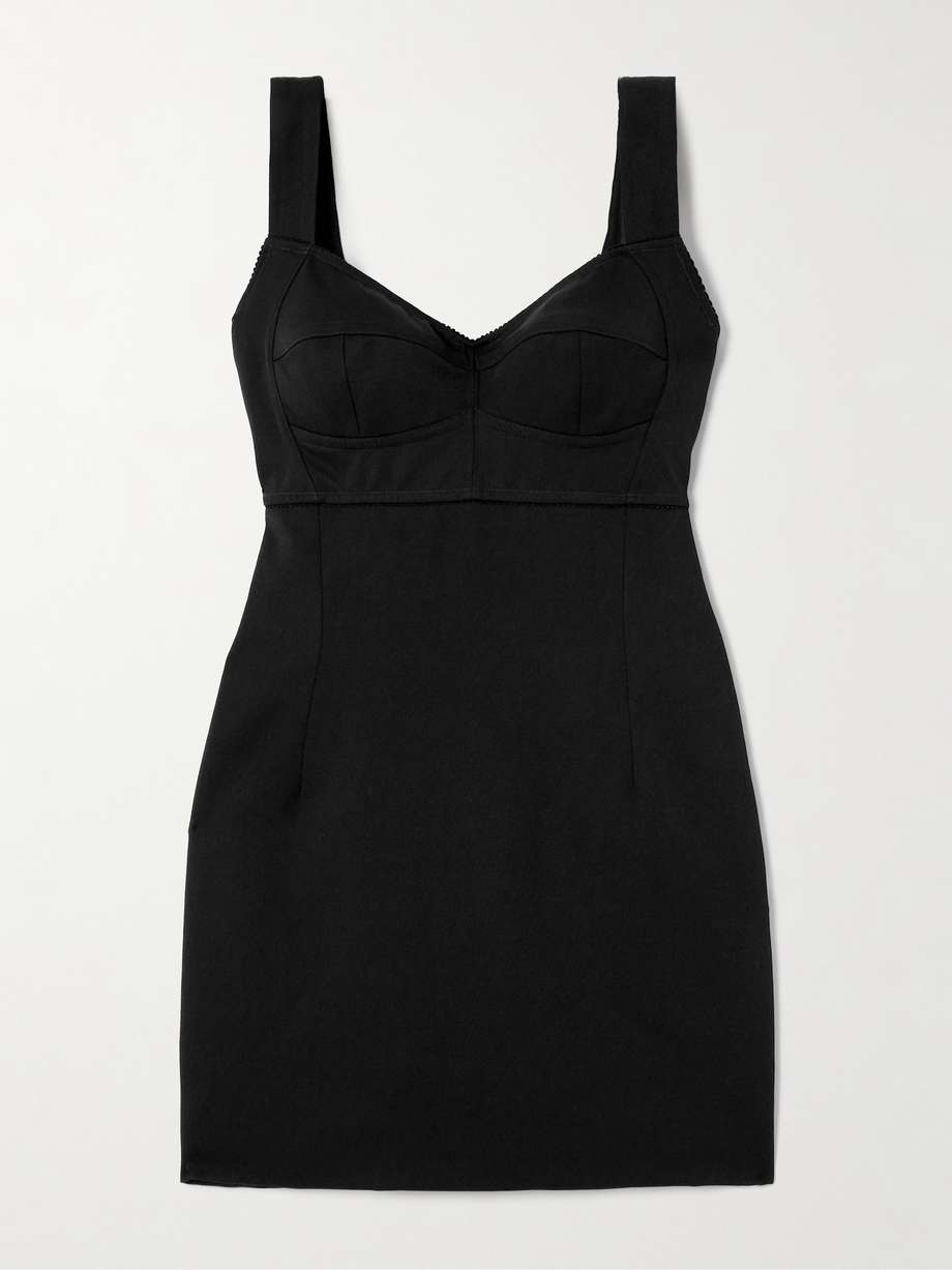 scalloped wool-blend gabardine mini corset dress