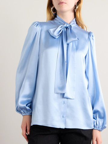 Dolce&Gabbana Pussy-bow silk-satin shirt