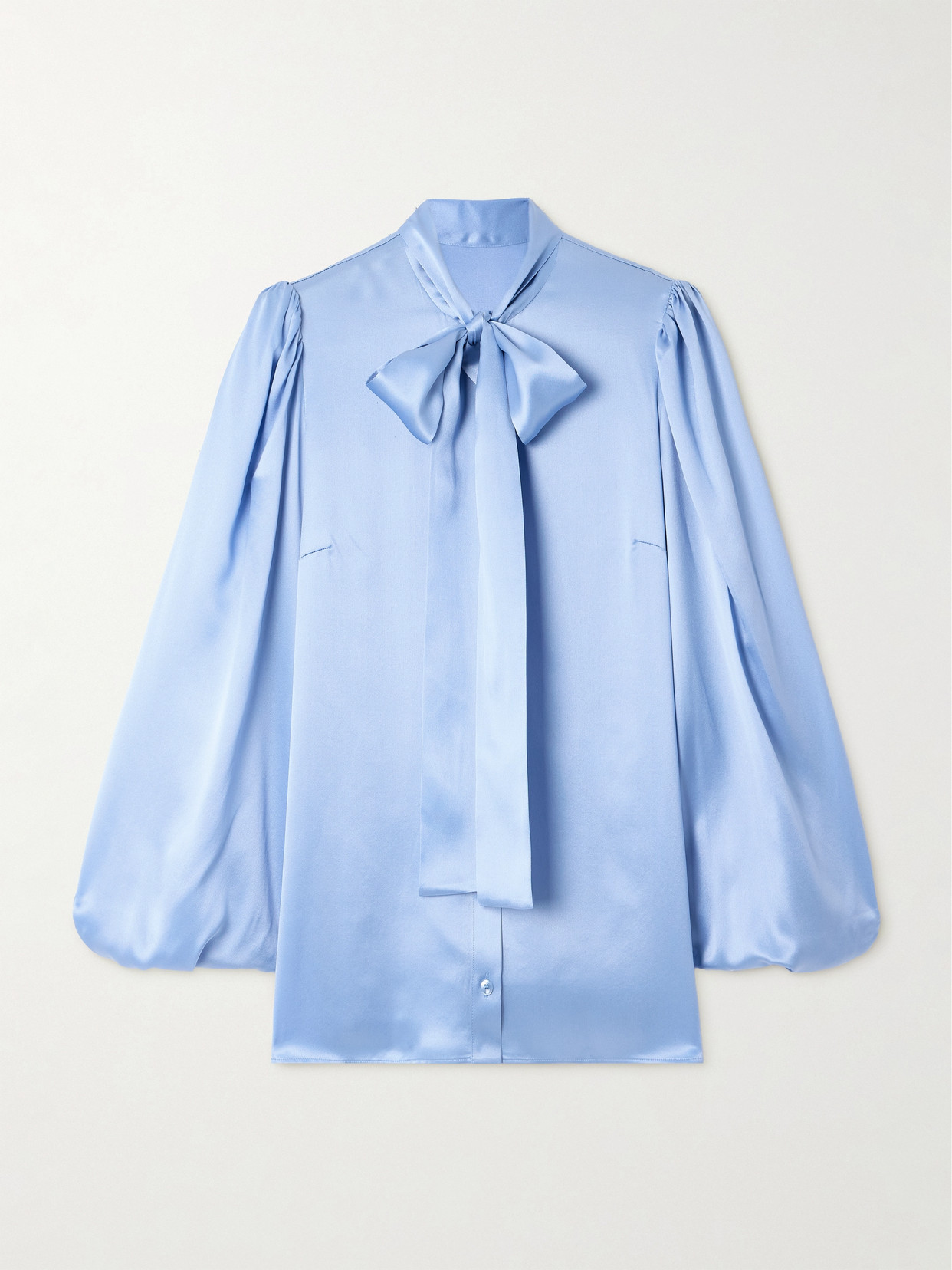 Dolce & Gabbana Bow-detail Silk Satin Blouse In Blue