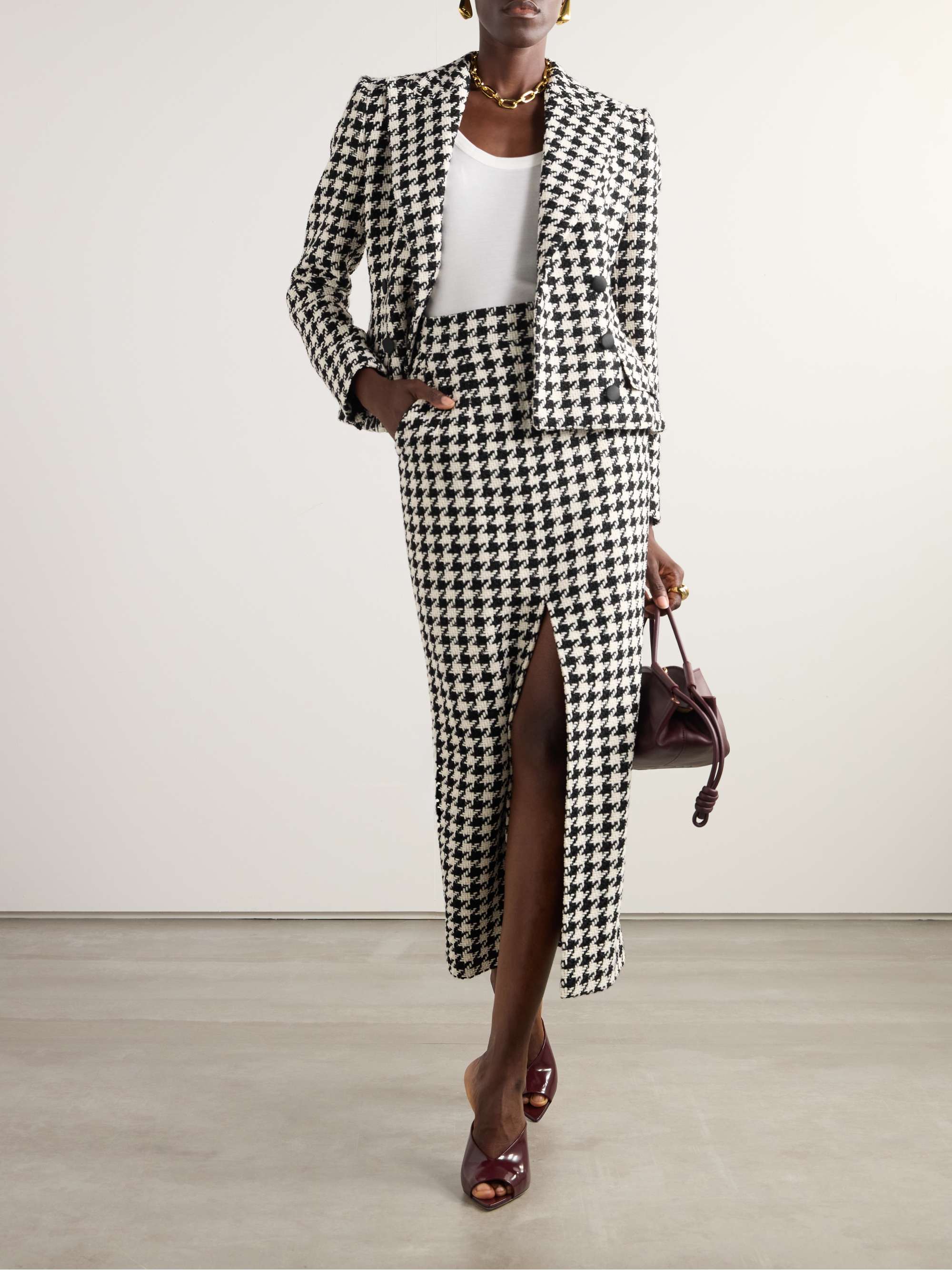 Cotton houndstooth skirt shop
