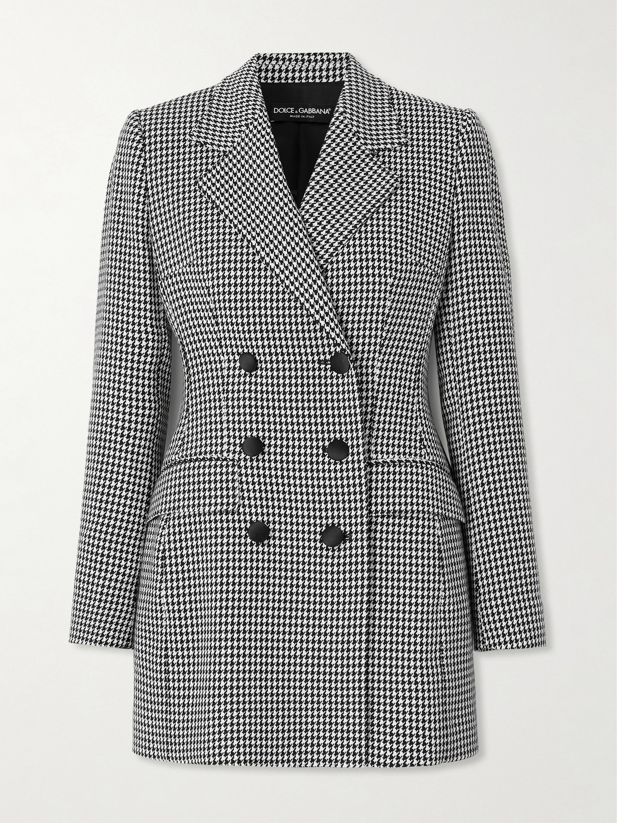 Dolce & Gabbana - Double-breasted Houndstooth Wool-blend Blazer - Gray