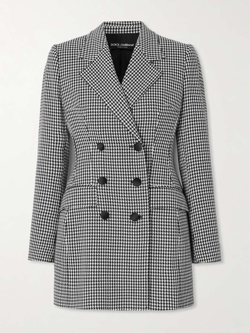 Dolce & Gabbana Double-breasted Houndstooth Wool-blend Blazer