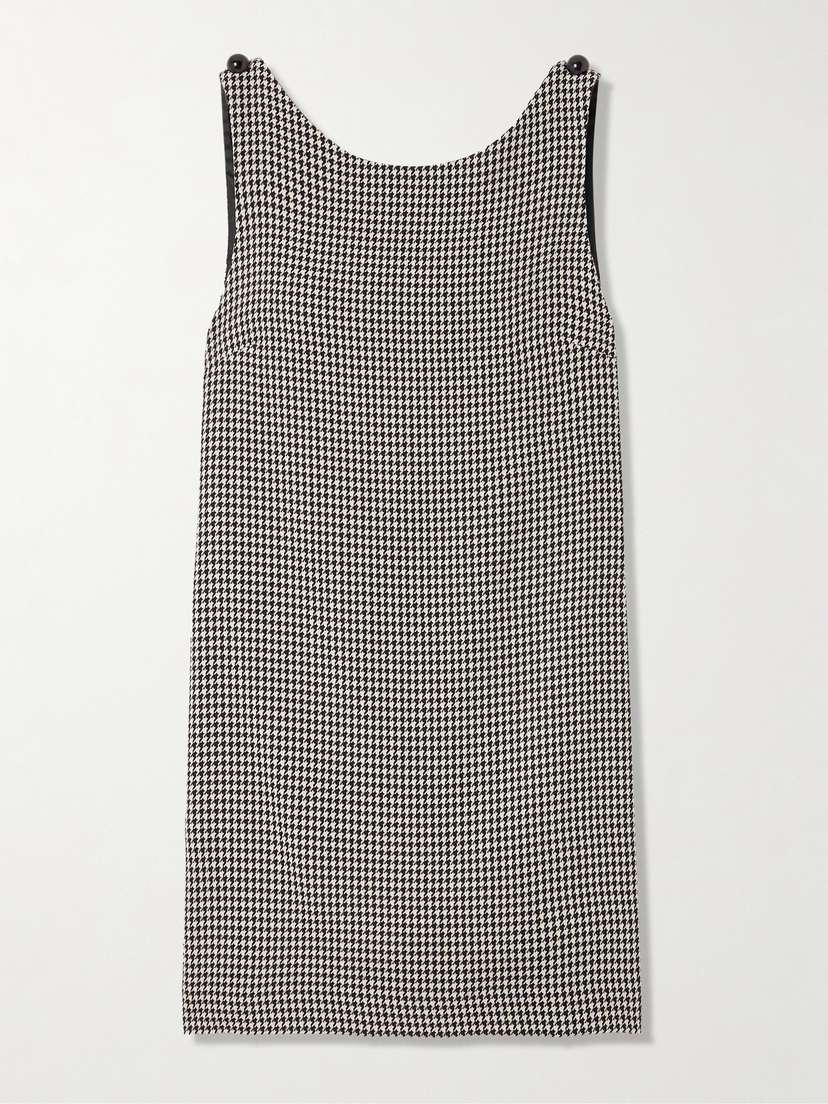 Dolce & Gabbana Open-back Houndstooth Wool-blend Mini Dress