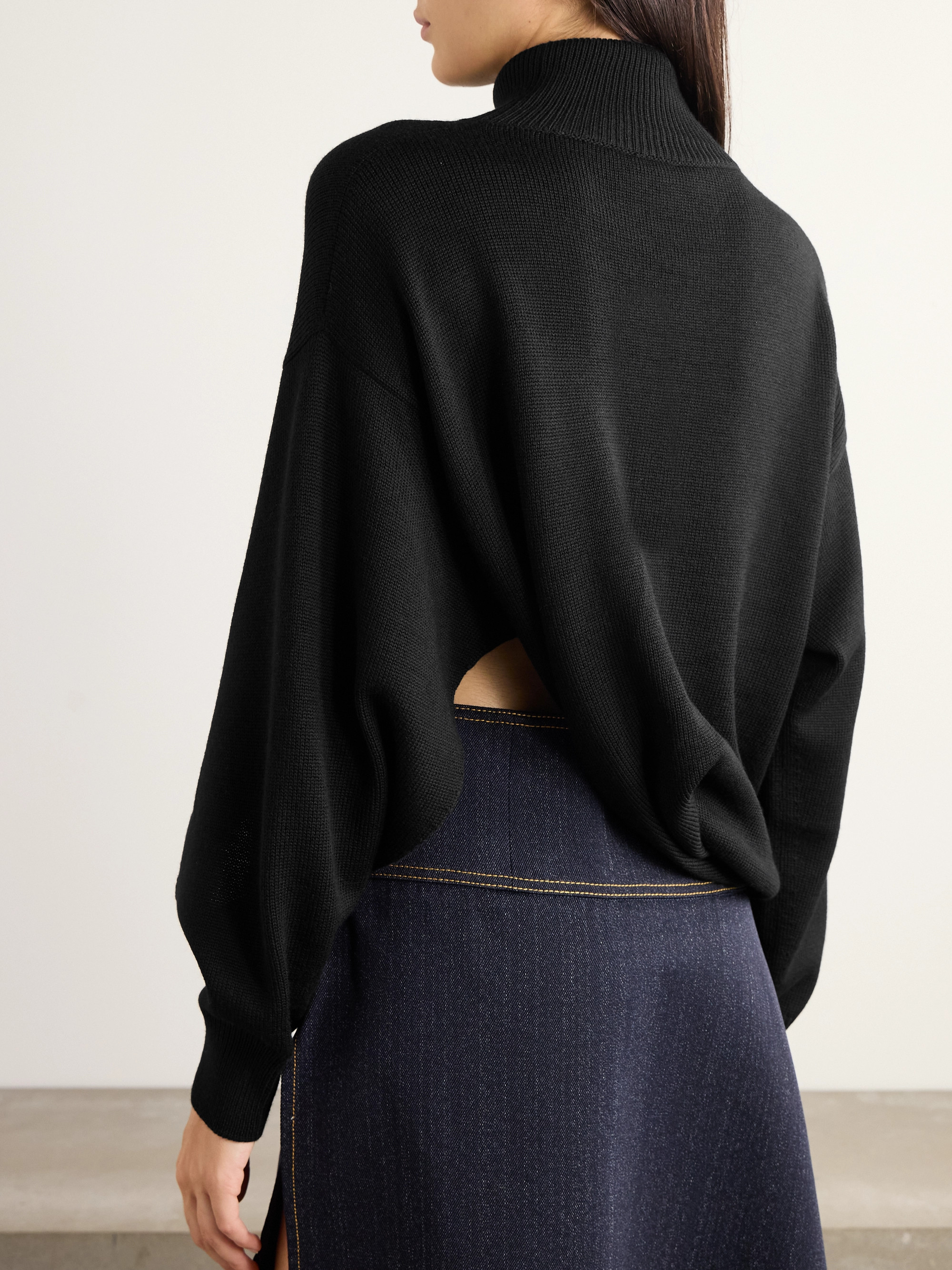 Alaïa Asymmetric wool turtleneck sweater