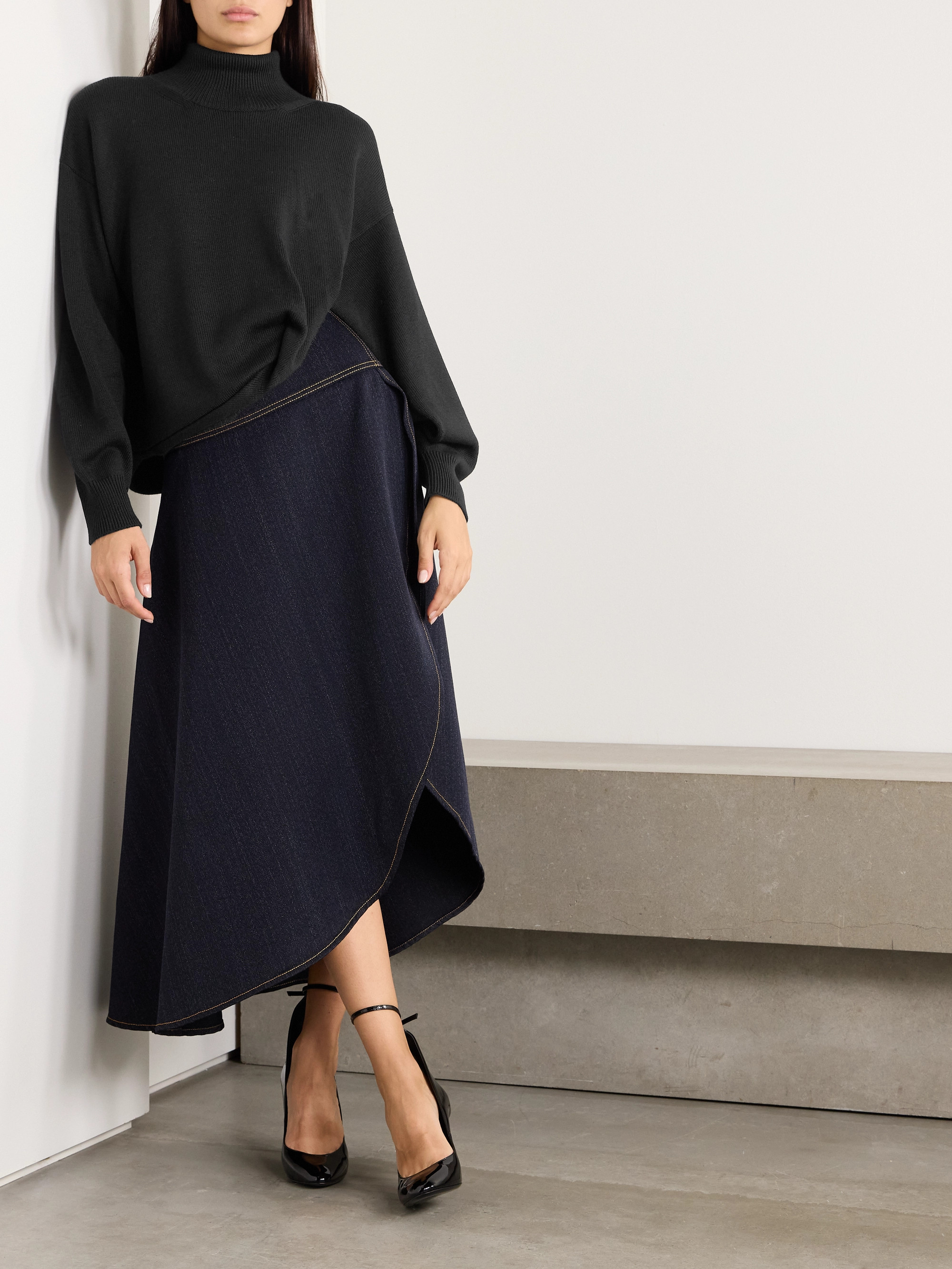 Alaïa Asymmetric wool turtleneck sweater