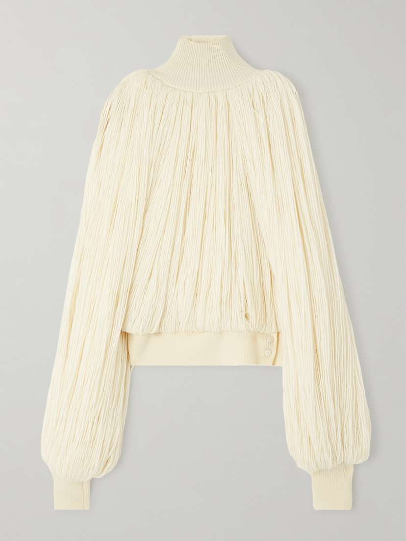 Alaïa Fringed Wool-blend Turtleneck Top