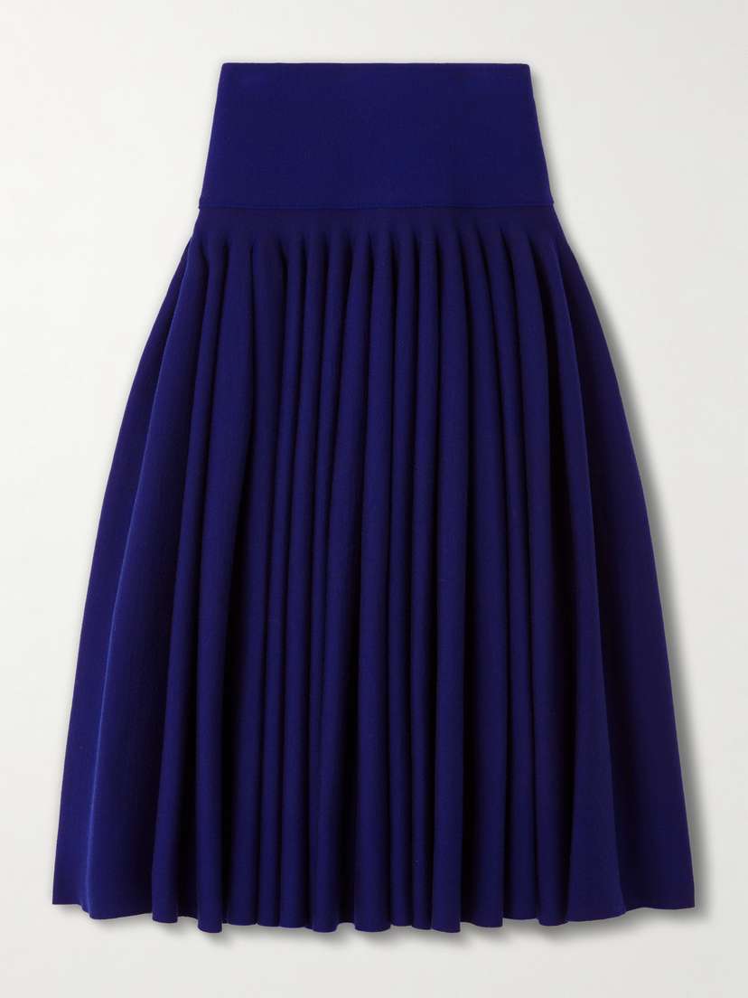 Alaïa Pleated Cutout Wool-blend Skirt