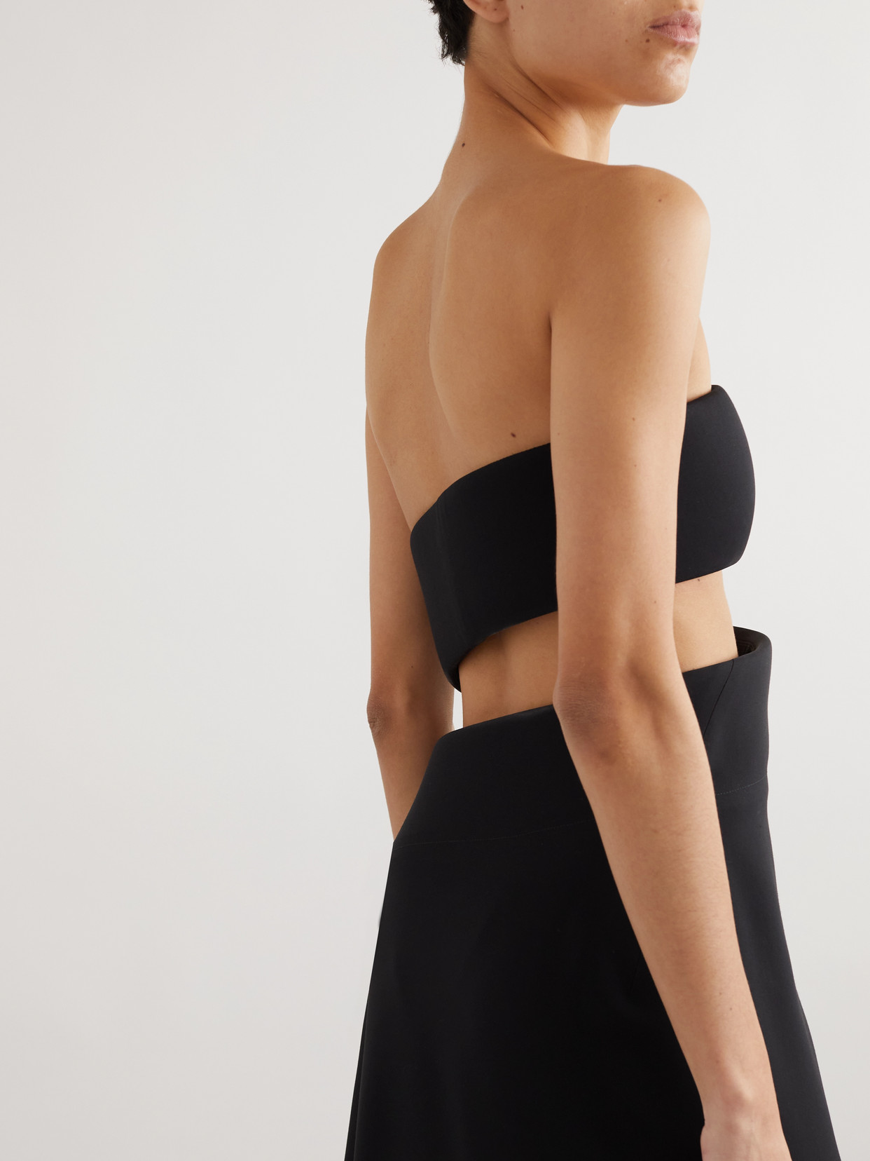 Shop Alaïa Spiral Strapless Bustier Silk And Wool-blend Gown In Black