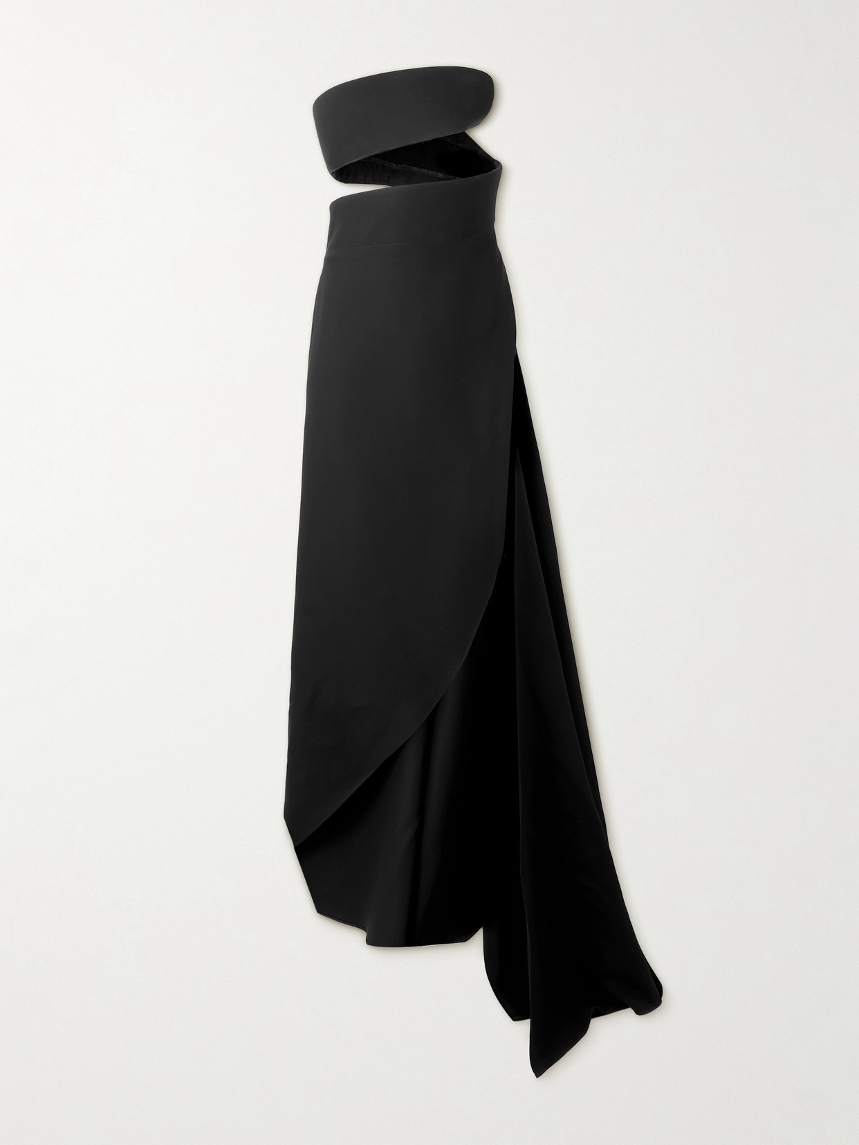 Shop Alaïa Spiral Strapless Bustier Silk And Wool-blend Gown In Black