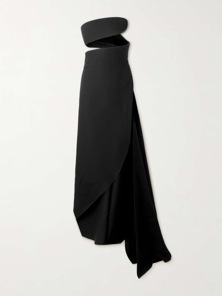 spiral strapless bustier silk and wool-blend gown