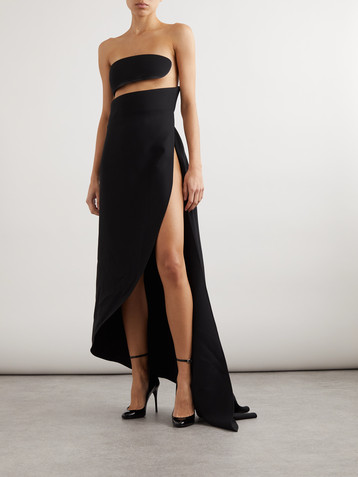 Alaïa Spiral strapless bustier silk and wool-blend gown