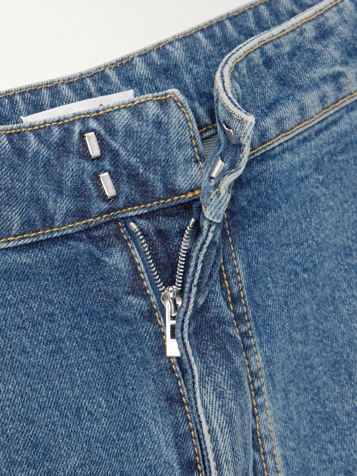 Alaïa Round Stretch Mid-rise Wide-leg Jeans In Blue