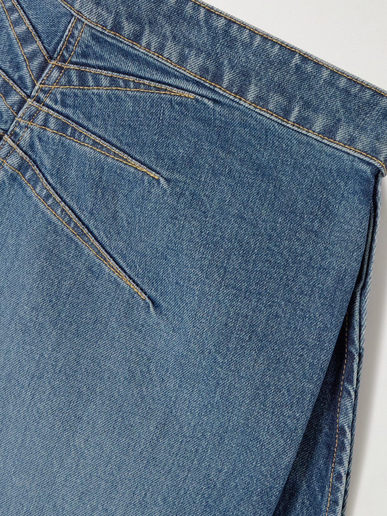 Alaïa Round Stretch Mid-rise Wide-leg Jeans In Blue