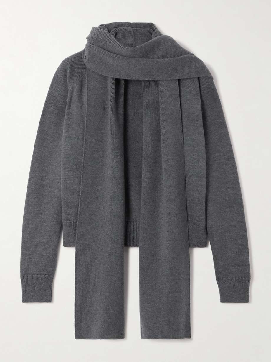 Alaïa's cardigan is attached to a matching scarf, creating the illusion of a chic two-piece. It's been knitted in Italy from lightweight wool and has a relaxed fit for comfortable layering.