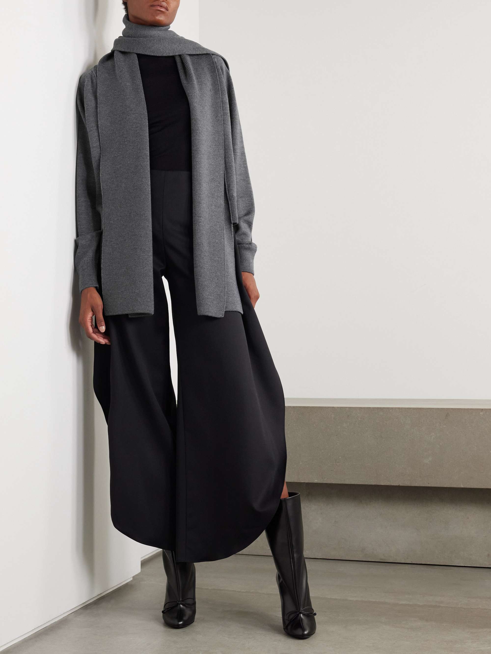 Layered wool cardigan