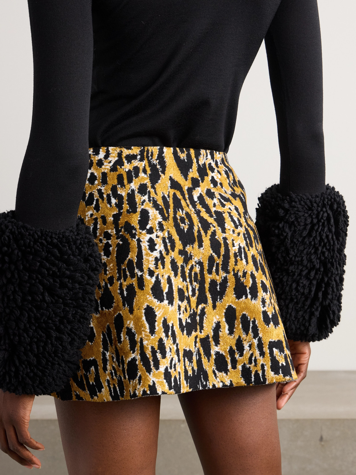 Alaïa Leopard-printed Jacquard Knit Mini Skirt In Animal Print