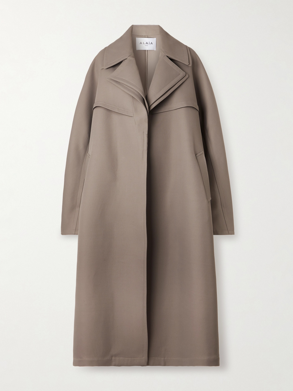 Alaïa Oversized Layered Wool-blend Twill Coat In Brown