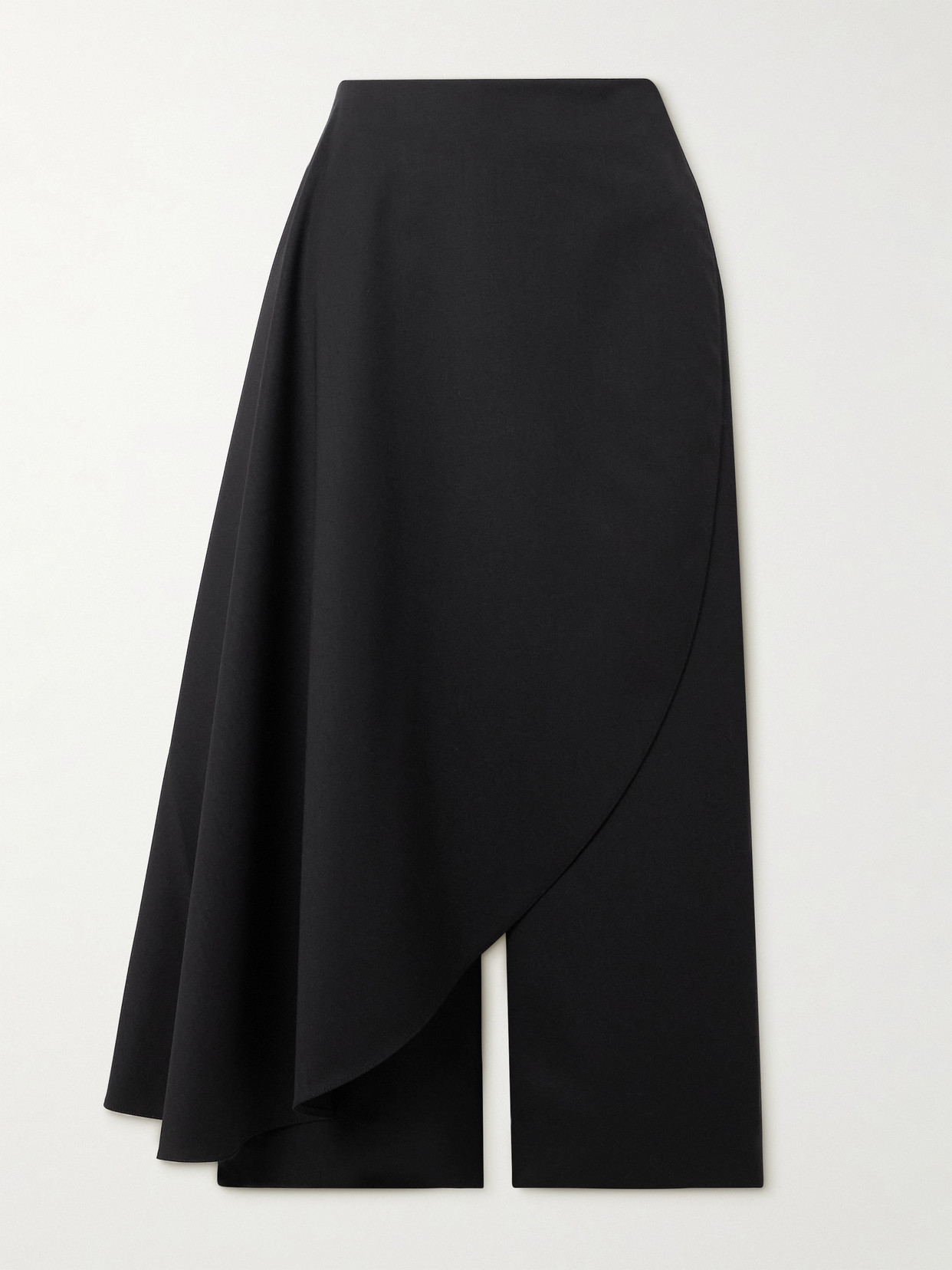 Alaïa Cropped Layered Grain De Poudre Wool-blend Straight-leg Pants In Black