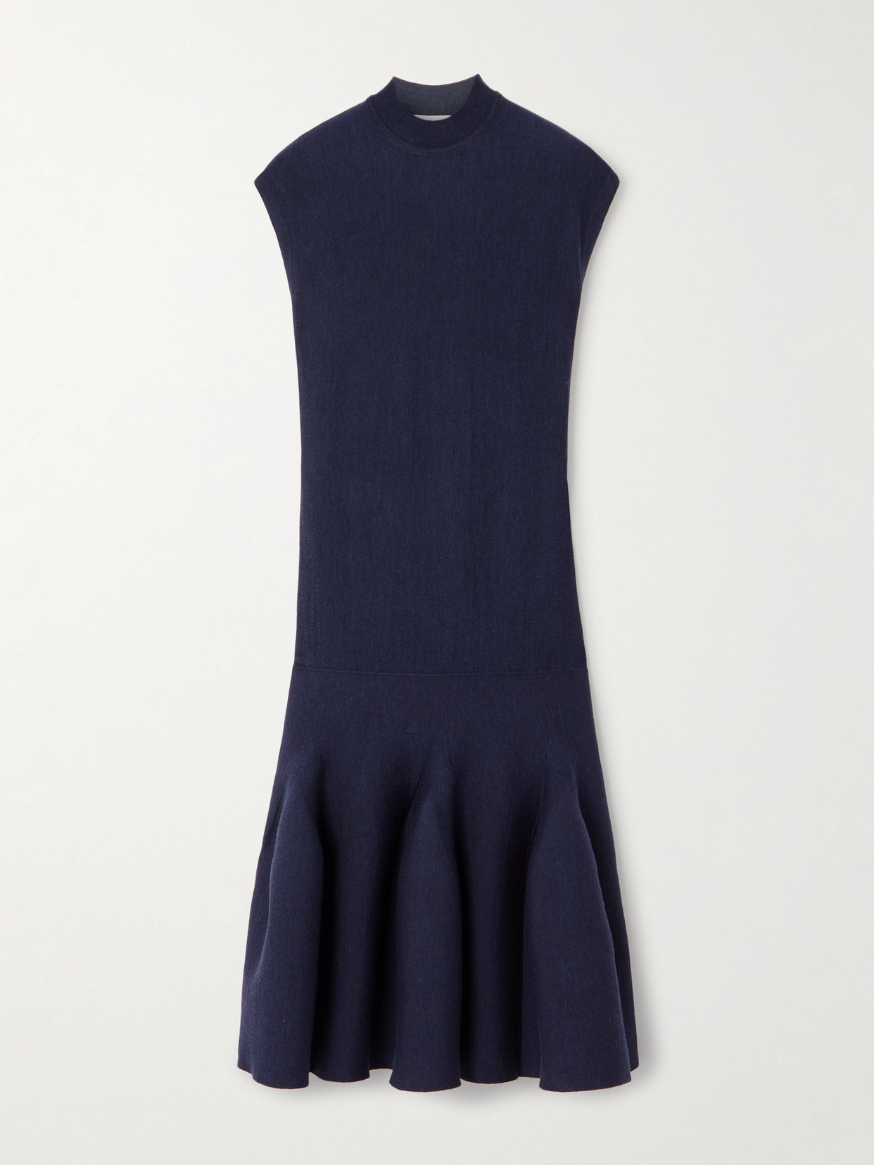 Alaïa Pleated Wool-blend Mini Dress In Blue