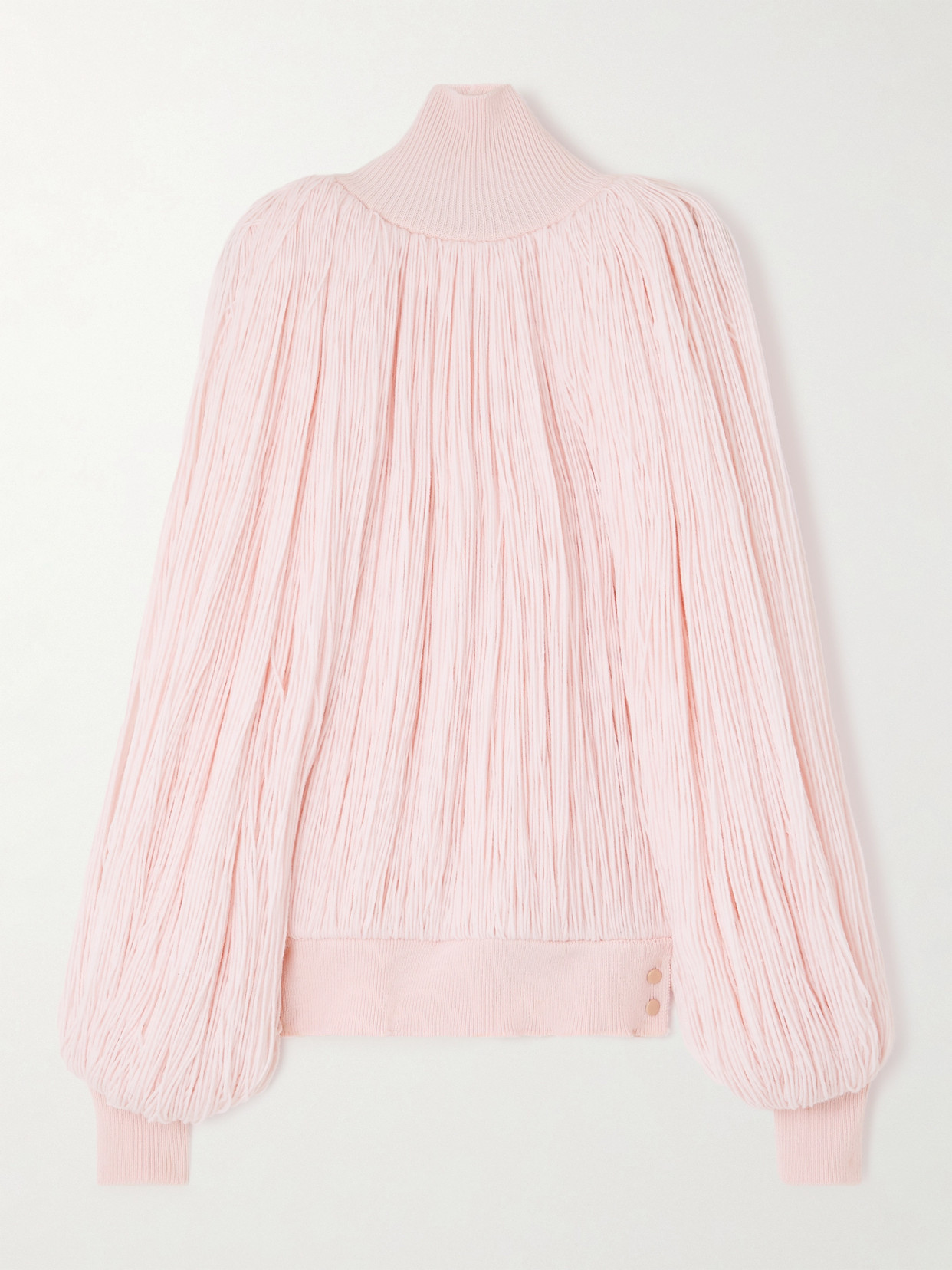 Alaïa Turtleneck Fringed Wool-blend Top In Pink