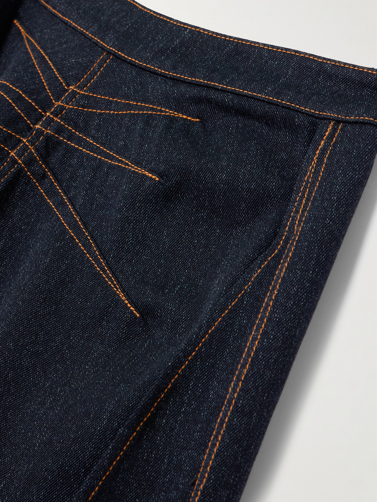 Shop Alaïa Layered Low-rise Wide-leg Jeans In Blue
