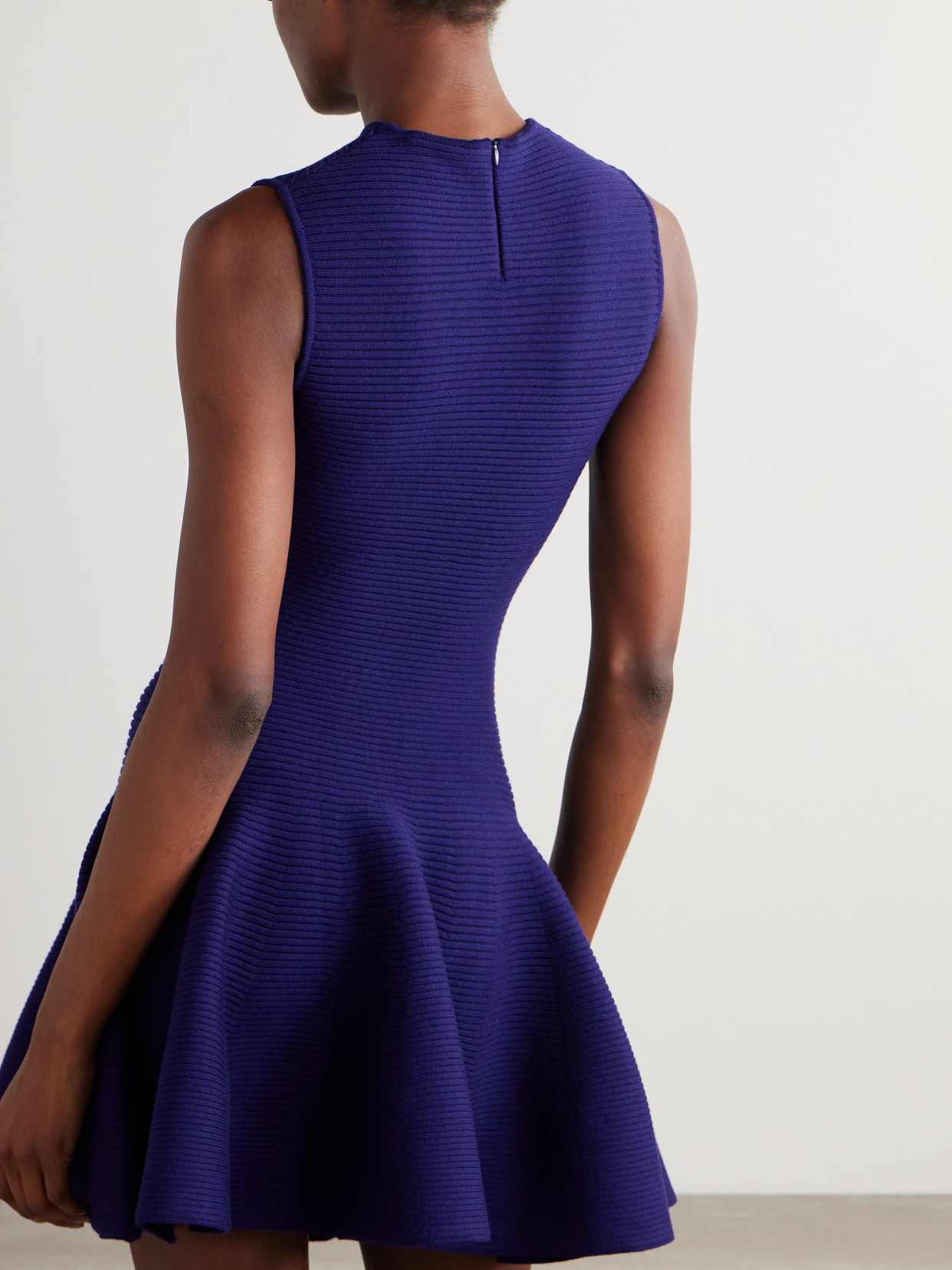 Alaïa Ribbed Wool-blend Mini Dress In Purple