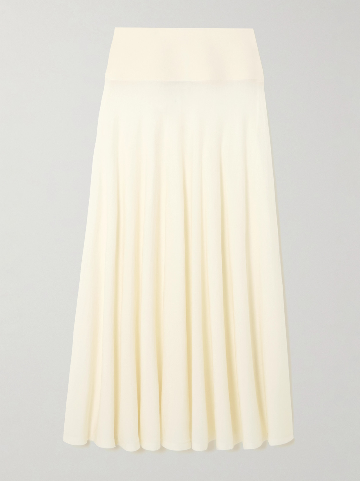 Alaïa Pleated Wool Maxi Skirt In White