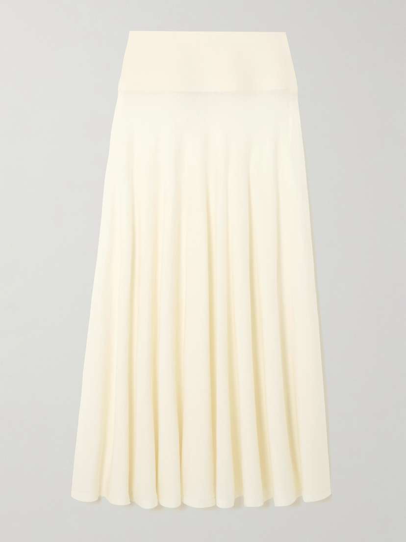 Alaïa Pleated Wool Maxi Skirt