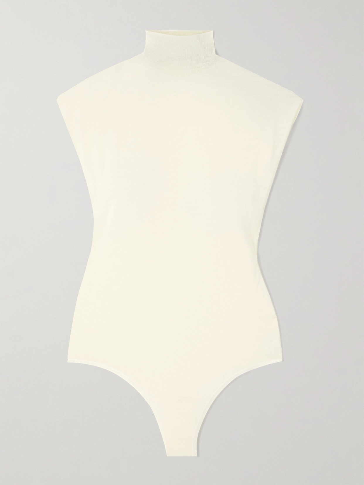 Shop Alaïa Wool-blend Turtleneck Bodysuit In White