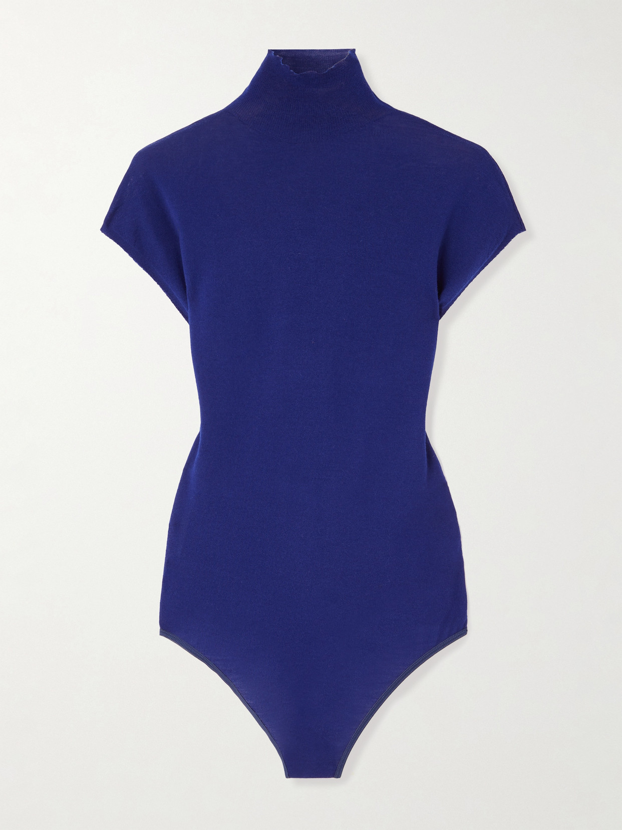 Alaïa Turtleneck Wool-blend Jersey Bodysuit In Purple