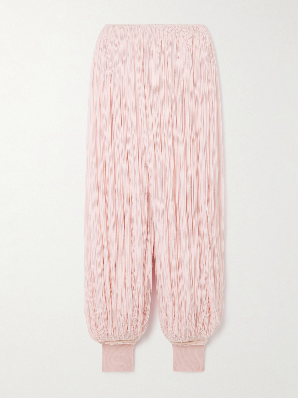 Alaïa Fringed Wool Tapered Pants In Pink